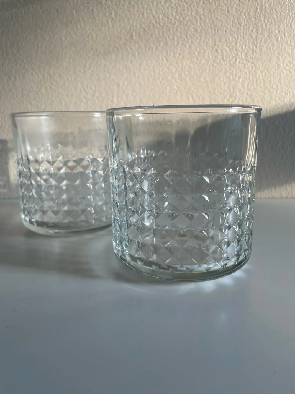 Set of 2 IKEA Textured Clear Glass Tumblers